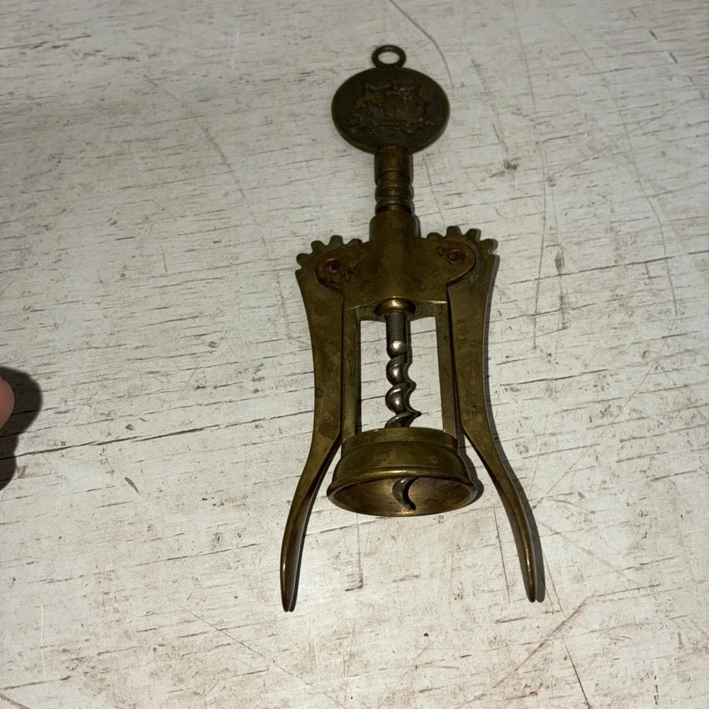 Vintage Italian Brass Corkscrew Bottle Opener